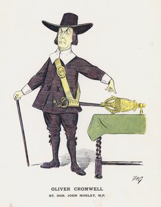 Oliver Cromwell, Rt Hon John Morley (farve litho) af Francis Carruthers Gould
