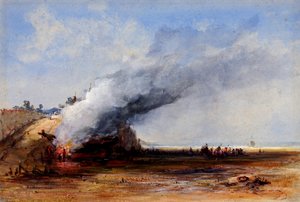 Afbrænding af en gammel båd, 1800-tallet. af Francis Danby