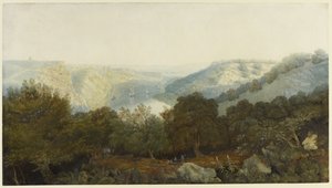 Avonkløften med Clifton og Hotwells, Bristol, ca. 1820 (wc & bodycolour over grafit på papir) af Francis Danby
