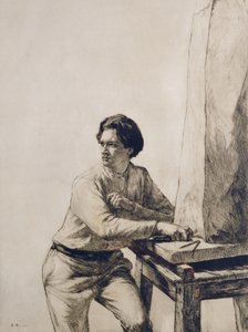 Portræt af Jacob Epstein (1880-1959) 1909 (tørpunktsætsning i mørkebrunt blæk)