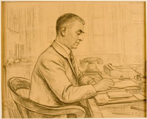 The Superintendent, Birtley (Leonard S. Flatman) (farveblyant og blyant på buff-papir)