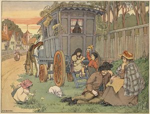 Bedfords bog om butikker: Kurvemagere (farvelitografi) af Francis Donkin Bedford
