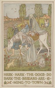 Hark hark the dogs do bark the beggars are coming to town (farvelitografi) af Francis Donkin Bedford