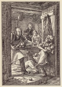 Illustration til The Cricket on the Hearth af Charles Dickens (farvelitografi)