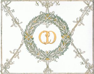 Design på indersiden af omslaget, fra The Magic Fishbone, udgivet af Warne  Co, ca. 1940 (farvelitografi)