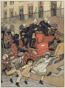 London: A Fire-Engine (farvelitografi) af Francis Donkin Bedford