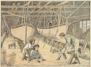 Skibsbygger (farvelitografi)