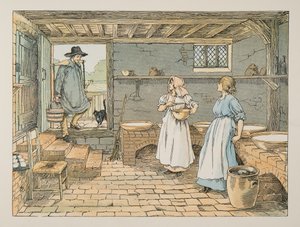 The Dairyman, fra Four and Twenty Toilers, pub. 1900 (farvelitografi) af Francis Donkin Bedford