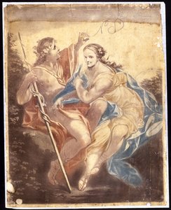 Venus og Adonis, efter et maleri af Benjamin West (1738-1820) 1778-81 (mekanisk maleri)
