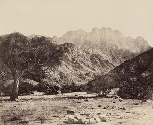 Serbal-bjerget, fra Wádee Feyrán, Egypten, 1858 (foto) af Francis Frith