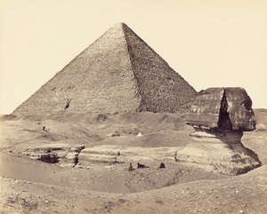 Den store pyramide og sfinksen af Francis Frith