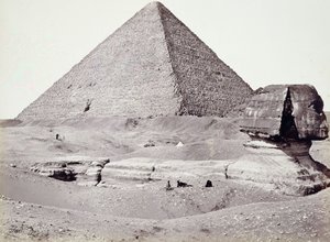 Den store pyramide, med sfinksen i forgrunden, El-Geezah af Francis Frith
