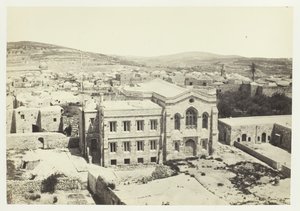 Den nye engelske kirke fra Hippicus-tårnet, Jerusalem, 1857. af Francis Frith