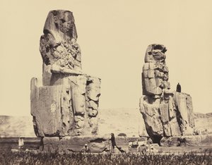 Slettens statuer, Theben, 1858. af Francis Frith