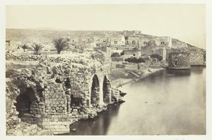Byen og søen Tiberias, fra syd, 1857. af Francis Frith