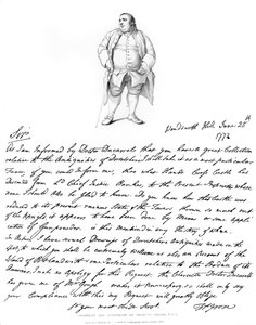 Et brev og et portræt af Francis Grose, 1772, 1840.