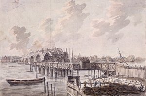 Konstruktion af Blackfriars Bridge, London, c1762.