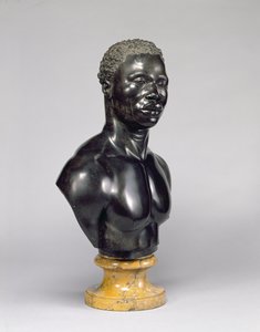 Buste af en mand, ca. 1758 (sort kalksten og gul marmor) (se også 281574) af Francis Harwood