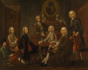 Portræt af en gruppe herre med kunstneren af Francis Hayman