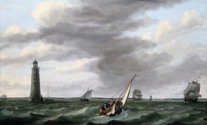 Forsendelse fra Eddystone Lighthouse (olie på lærred)