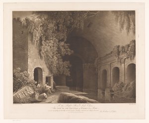 To kunstnere ved Nymphaeum of Egeria i Caffarella Park nær Rom Udsigt over Egeria-fontænen nær Rom (titel på objektet)