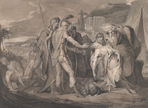 Kong Lear græder over Cordelia Shakespeares krop, King Lear, 5. akt, scene..., 1. august 1792. af Francis Legat