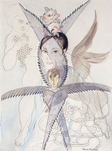 Transparence - Head and Winged Horse; Transparence - Tete et Cheval Aile, ca. 1928 (akvarel, gouache, sort kridt og blyant på papir) af Francis Picabia