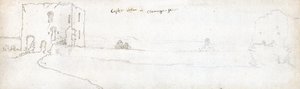 Cardiff i 1678 (akvarel  brunt blæk på papir) af Francis Place