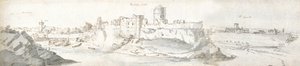 Pembroke Castle, ca. 1678 (akvarel og brunt blæk på papir) af Francis Place