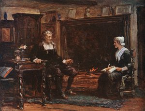Milton i sin hytte, mens han dikterer Paradise Regained af Francis S. Walker