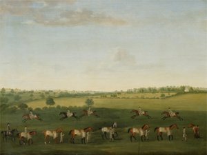 Sir Charles Warre Malets String of Racehorses at Exercise (olie på lærred)