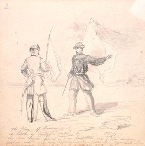 Våbenhvilens flag, ca. 1860 (blyant på papir) af Francis Schell