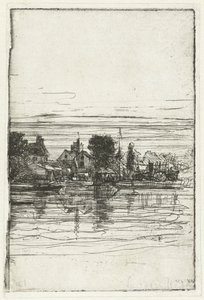 Landsby ved vandet Thames side af Francis Seymour Haden (Sir) (signed by artist)
