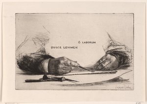Hænder laver en ætsning håndætsning Etudes à l