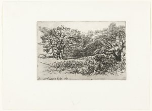 Landskab med en flok dyr Flokken Werrington (titel på objekt) af Francis Seymour Haden (Sir) (signed by artist)