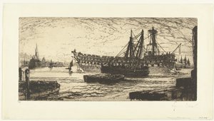 Demontering af skibet Agamemnon Opløsning af Agememnon af Francis Seymour Haden (Sir) (signed by artist)
