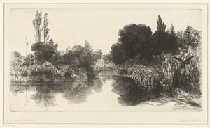Dam Shere Mill Pond af Francis Seymour Haden (Sir) (signed by artist)