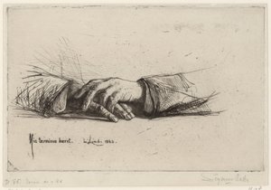 Rustende hånden foldede hænder ætsningsstudier (serietitel) af Francis Seymour Haden (Sir)