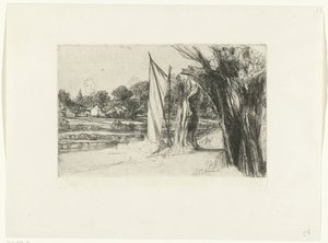 Thames Ditton Thames Ditton - med et sejl af Francis Seymour Haden (Sir)