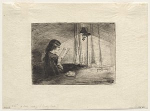 En dame læser af Francis Seymour Haden
