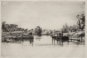 Egham Lock af Francis Seymour Haden