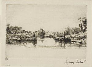Egham Lock af Francis Seymour Haden
