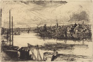 Det gamle Chelsea, fra Whistlers vindue (Battersea Reach) af Francis Seymour Haden
