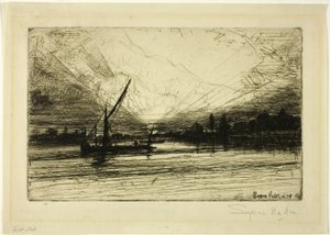 Solnedgang på Themsen af Francis Seymour Haden