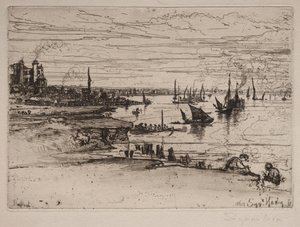 Kroen, Purfleet, 1869. af Francis Seymour Haden