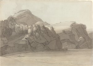 En klippekyst ved Coombmartin, Devon (Combe Martin Bay) af Francis Towne