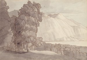 Landskab (Genèvesøen) (pen & blæk & vask på papir) af Francis Towne