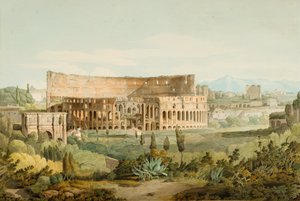 Colosseum fra Caelian Hills, 1799 (pen, blæk og wc på papir) af Francis Towne