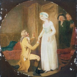 Akt V, Scene III af skuespillet Hun bøjer sig for at erobre af Oliver Goldsmith (1730-1774) af Francis Wheatley