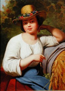 Portræt af en landpige (olie på lærred) af Francis Wheatley